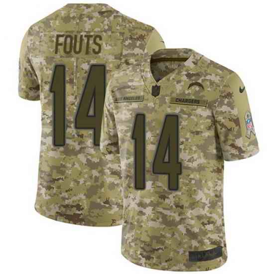 Nike Chargers #14 Dan Fouts Camo Mens Stitched NFL Limited 2018 Salute To Service Jersey
